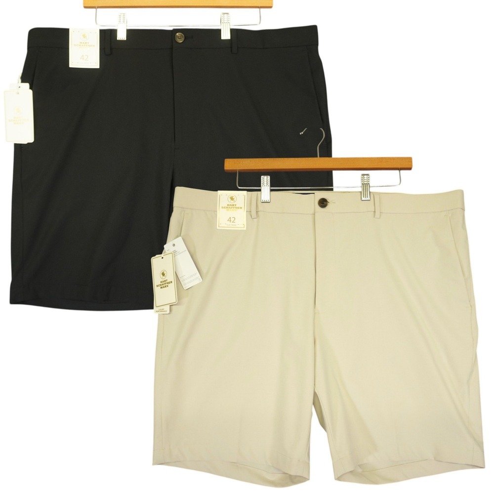(Lot of 2) Hart Schaffner Marx Shorts Mens 42 Performance 4-Way Stretch Flat